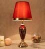 Radiant Monolith Ceramic Table Lamp with Cotton Shade (Multicolour & Red)