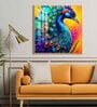Radiant Peacock Glass Finish Square Wall Art