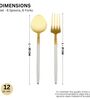 Radiant White Handle Gold Steel Cutlery Set of Twelve