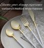 Radiant White Handle Gold Steel Cutlery Set of Twelve