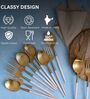 Radiant White Handle Gold Steel Cutlery Set of Twelve