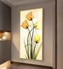 Radiant Yellow Tulips Glass Finish Vertical Wall Art