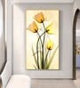 Radiant Yellow Tulips Glass Finish Vertical Wall Art