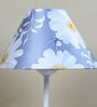 Radient Aura White Metal Table Lamp With Narcissue Floral Print Satin Shade