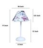 Radient Aura White Metal Table Lamp With Cobra Saffron Print Satin Shade