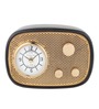 Radio Wave Black Wood Table Clock