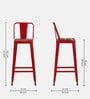 Raglan Metal Bar Stool In Red Colour