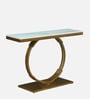 Ragusa Metal Console Table in Gold Finish with Porcelain Top Ragusa Metal Console Table in Gold Finish with Porcelain Top