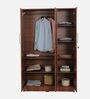 Raidon 3 Door Wardrobe in Walnut Finish with Lock