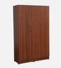 Raidon 3 Door Wardrobe in Walnut Finish with Lock