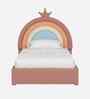 Rainbow Leatherette Kids Twin Bed In Pink Colour