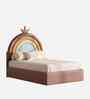 Rainbow Leatherette Kids Twin Bed In Pink Colour