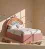 Rainbow Leatherette Kids Twin Bed In Pink Colour