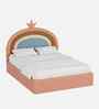 Rainbow Leatherette Kids Twin Bed With Box Storage In Pink Colour