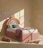 Rainbow Leatherette Kids Twin Bed With Box Storage In Pink Colour