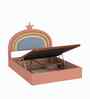 Rainbow Leatherette Kids Twin Bed With Hydraulic Storage In Pink Colour
