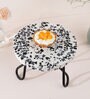 Rainbow Speckled White & Black MDF & Metal Cake Stand