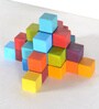Rainbow Wooden Cube Building Blocks Set of 36 in Multicolour