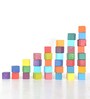Rainbow Wooden Cube Building Blocks Set of 36 in Multicolour