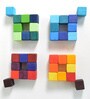 Rainbow Wooden Cube Building Blocks Set of 36 in Multicolour