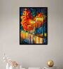 Rainy Street Multicolour Synthetic Wood Framed Canvas Wall Painting