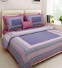 Pink Traditional 160 TC Cotton 1 Double Bedsheet with 2 Pillow Covers