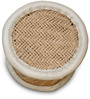 Ethnic Wicker Foot Stool in White & Natural Finish