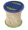 Ethnic Wicker Seating Stool in Blue & Natural Finish