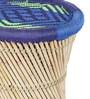 Ethnic Wicker Seating Stool in Blue & Natural Finish