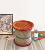 Ethnic Wicker Seating Stool in Red Colour