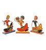 Set Of 3 Multicolor Metal Rajasthani Musician Idols For Home D co