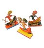 Set Of 3 Multicolor Metal Rajasthani Musician Idols For Home D co