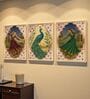 Classical Indian Dancer & Peacock Wall Art Framed Set of 3