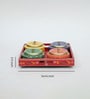 RAJASTHANI WOODEN DRY FRUIT TRAY WITH 4 STAINLESS STEAL BOWLS INSIDE (REMOVABLE), ROTATABLE TRAY, HANDPAINTED,EASYCLEAN