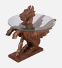 Rajwada Mango Wood End Table in Tubbaq Finish with Glass Top Rajwada Mango Wood End Table in Tubbaq Finish with Glass Top