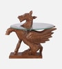 Rajwada Mango Wood End Table in Tubbaq Finish with Glass Top Rajwada Mango Wood End Table in Tubbaq Finish with Glass Top