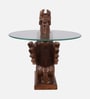 Rajwada Mango Wood End Table in Tubbaq Finish with Glass Top Rajwada Mango Wood End Table in Tubbaq Finish with Glass Top