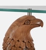 Rajwada Mango Wood Eagle Face Side Table in Tubbaq Finish with Glass Top Rajwada Mango Wood Eagle Face Side Table in Tubbaq Finish with Glass Top