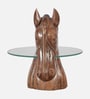 Rajwada Mango Wood Side Table in Tubbaq Finish with Glass Top Rajwada Mango Wood Side Table in Tubbaq Finish with Glass Top
