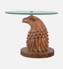 Rajwada Mango Wood Eagle Face Side Table in Tubbaq Finish with Glass Top Rajwada Mango Wood Eagle Face Side Table in Tubbaq Finish with Glass Top