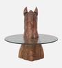 Rajwada Mango Wood Side Table in Tubbaq Finish with Glass Top Rajwada Mango Wood Side Table in Tubbaq Finish with Glass Top