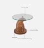 Rajwada Mango Wood Eagle Face Side Table in Tubbaq Finish with Glass Top Rajwada Mango Wood Eagle Face Side Table in Tubbaq Finish with Glass Top