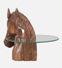 Rajwada Mango Wood Side Table in Tubbaq Finish with Glass Top Rajwada Mango Wood Side Table in Tubbaq Finish with Glass Top
