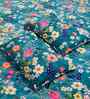 Rama Blue Floral 300 TC Cotton Blend King Size Double Bedsheet with 2 Pillow Covers