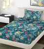 Rama Blue Floral 300 TC Cotton Blend Single Bedsheet with 1 Pillow Cover