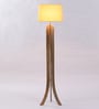 Ramona Beige Fabric Shade Tripod Floor Lamp With Mango wood Base