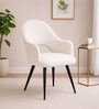 Rams Velvet Arm Chair In Off White Colour