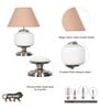 Ramzi Chrome Finish Metal And Frosted White Glass Table Lamp With Beige Cotton Shade