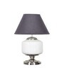 Ramzi Chrome Finish Metal And Frosted White Glass Table Lamp With Black Cotton Shade