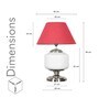 Ramzi Chrome Finish Metal And Frosted White Glass Table Lamp With Maroon Cotton Shade